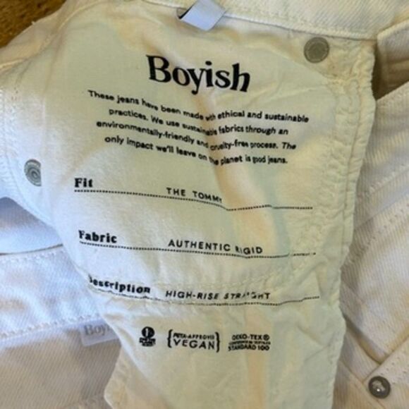 Boyish White Jeans The Tommy High Rise Straight Size 27 Authentic Rigid Raw Hem - Picture 6 of 10